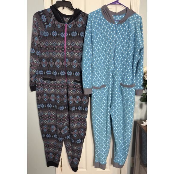 Set Of 2 Cuddl Duds Pajamas, Fleece, Long Sleeve, Zip Closure, Large - Picture 1 of 7
